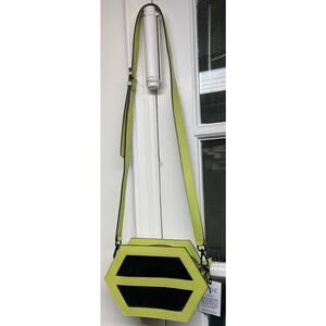 Atribut Handcrafted Lime Leather & Black Suede Shoulder Bag NEW Never been used